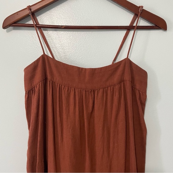 Abercrombie & Fitch Rust Adobe Linen Blend Tiered Maxi Dress Size XS - Picture 6 of 14